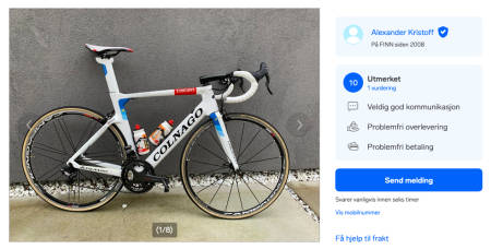 SJELDEN VARE: Det er ikke mange Colnago Consept til salgs - og hvertfall ikke fra Alexander Kristoff.